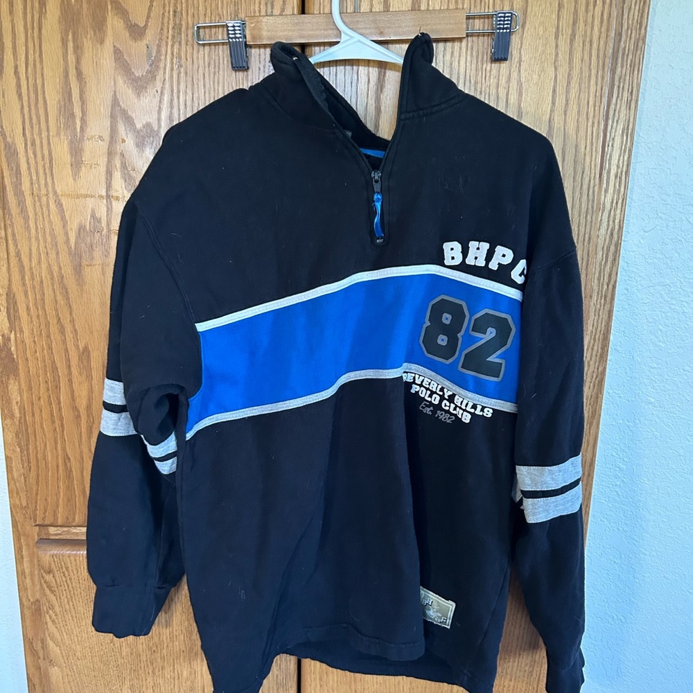 Beverly Hills Polo Club Black and Blue Zip Up Sweater